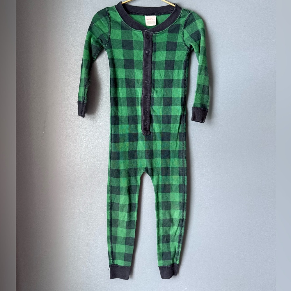 Hanna Andersson green and navy union suit